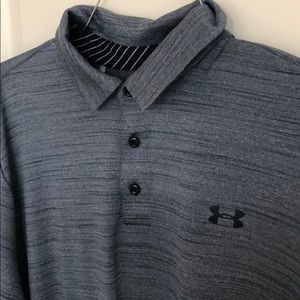 Under Armor heathered navy and gray polo